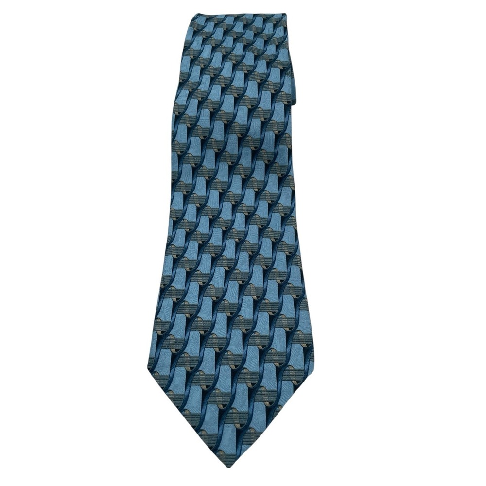 ERMENEGILDO ZEGNA Men Sz 59"x4"Blue 100% Silk Tie ITALY Made (TE18) NW/OTs